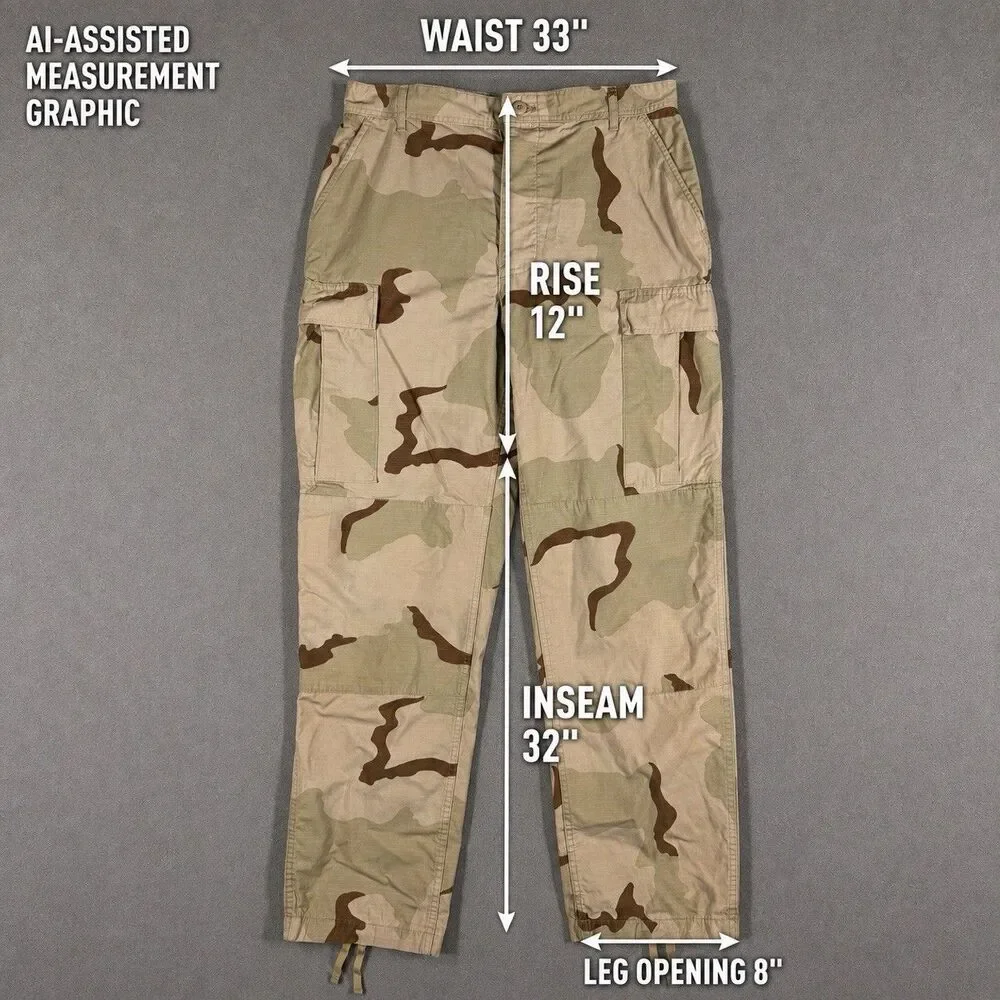 Vintage 90's US Military 3 Color Desert Camo Cargo Pants Mens Medium Long DCU